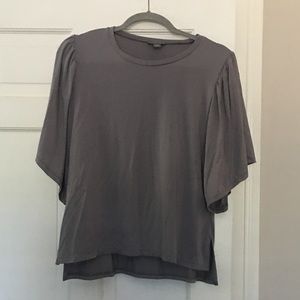 Anthropologie grey full short sleeve top